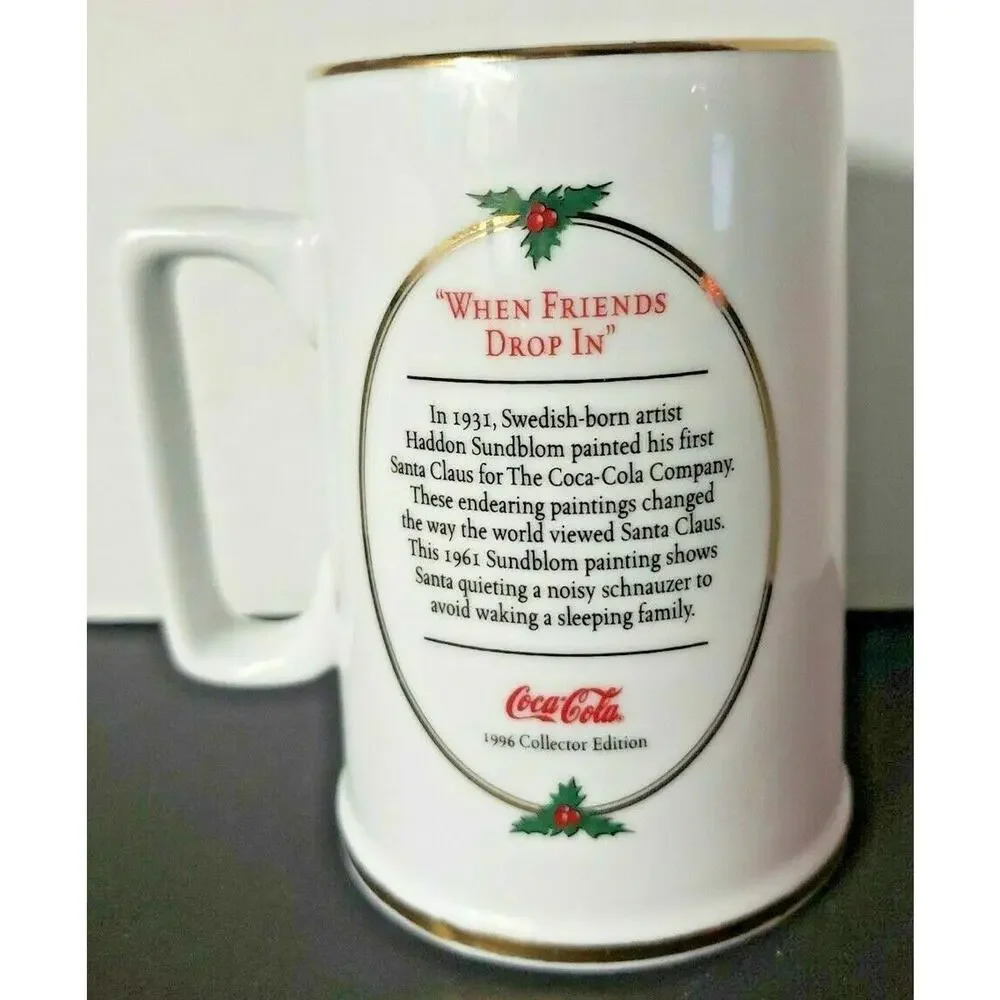Vtg 1996 Coca Cola‎ Collector Edition Santa When Friends Drop In Coffee Mug Coke